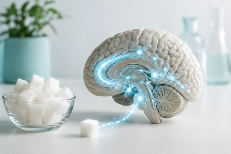 Brain dopamine pathways and sugar reward response