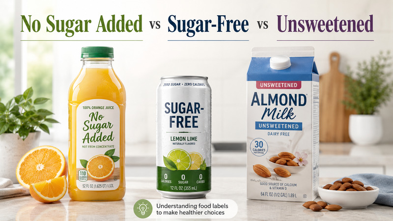 No Sugar Added vs Sugar-Free vs Unsweetened