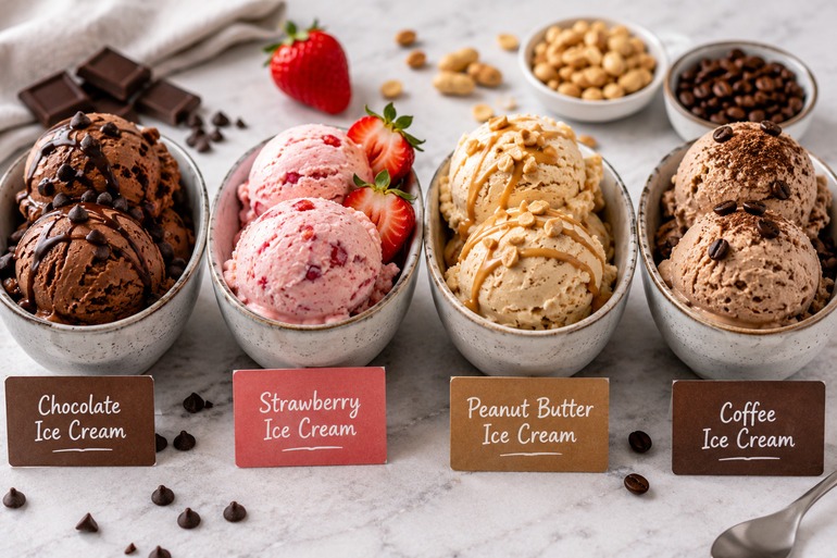 4 different flavor ideas for ice cream